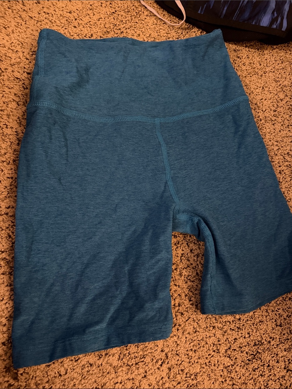 Beyond Yoga High-Waist Bike Shorts in Teal Blue